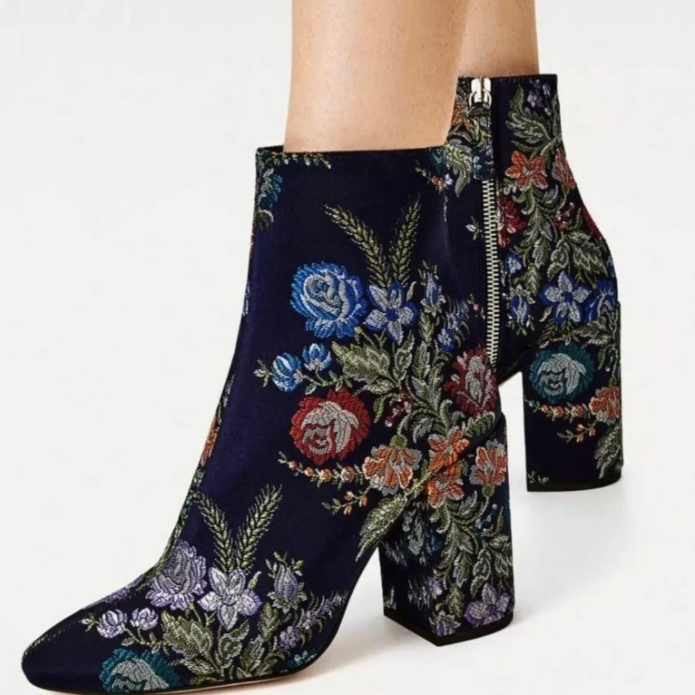 Zara embroidered ankle boots
